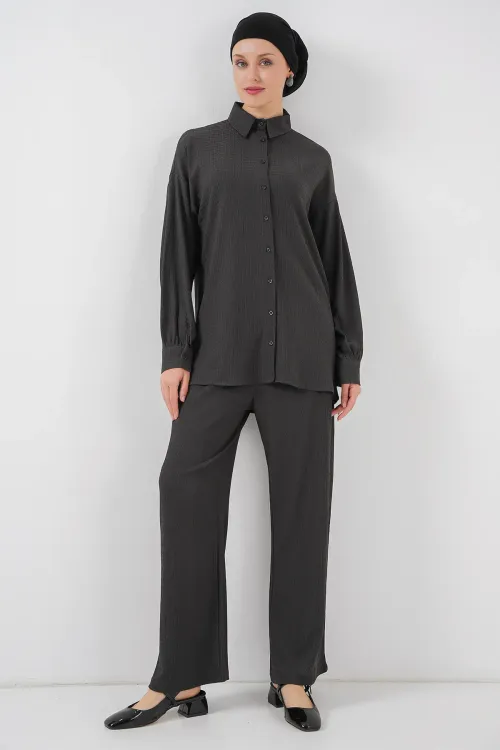 Kadın Örme Tesettür Alt Üst Takım 6711 - Antrasit