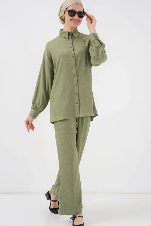 Kadın Örme Tesettür Alt Üst Takım 6711 - Çağla