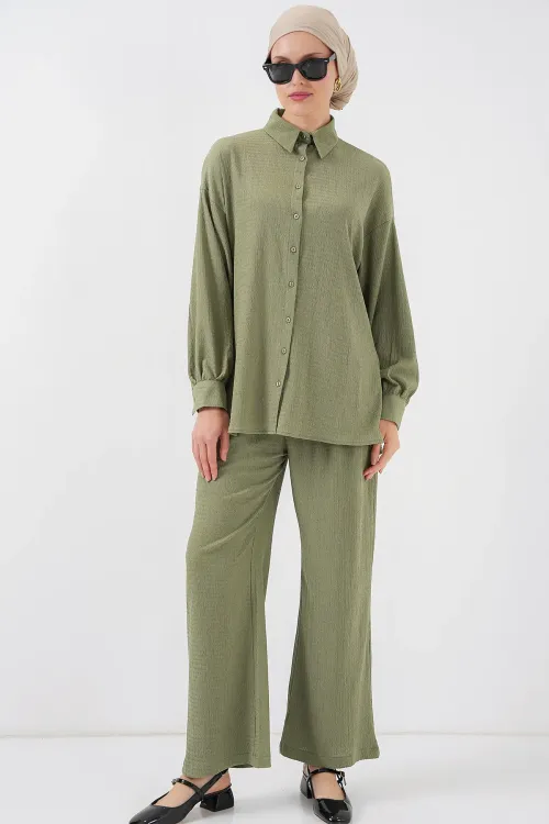 Kadın Örme Tesettür Alt Üst Takım 6711 - Çağla