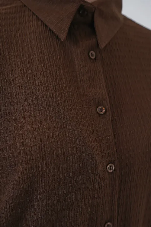 Kadın Örme Tesettür Alt Üst Takım 6711 - Kahverengi