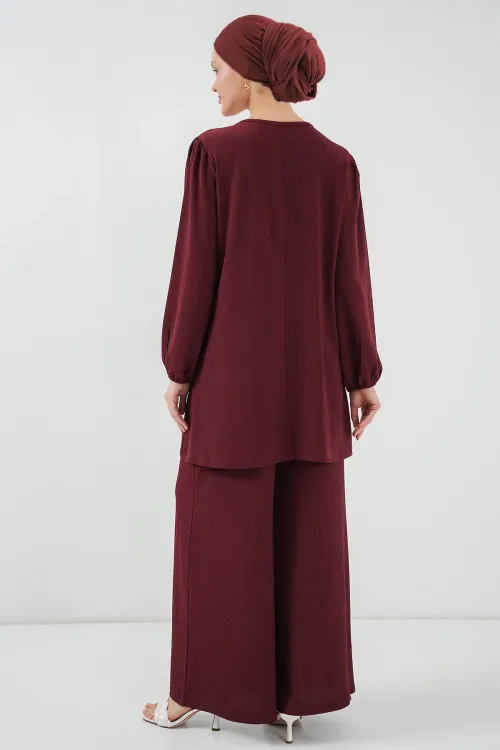 Kadın Tunik Pantolon Alt Üst Takım 6663 - Bordo