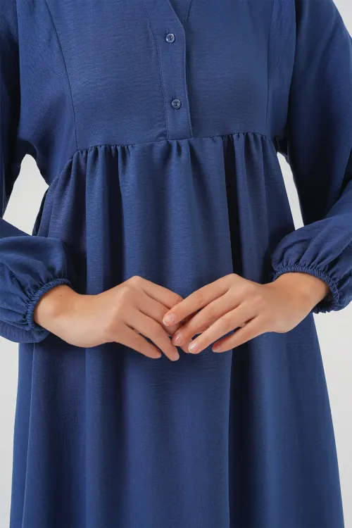 Kadın Uzun Tesettür Elbise 2525 - İndigo