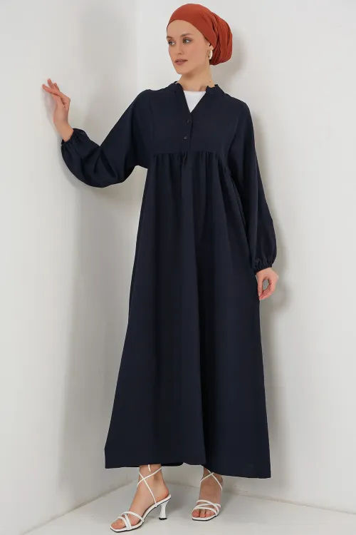 Kadın Uzun Tesettür Elbise 2525 - Lacivert