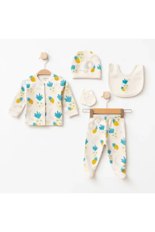 Kız Bebek Ananas Desenli 5  Li Hastane Çıkış Seti 0 Ay - 3 Ay