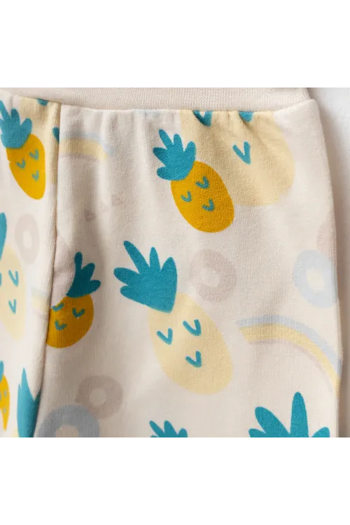 Kız Bebek Ananas Desenli Sweatshirt Pantolon 2  li Alt Üst Bebek Takımı 3 Ay-36 Ay