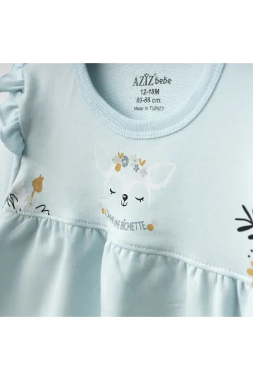 Kız Bebek Animal Desenli Sweatshirt Pantolon 2  li Alt Üst Bebek Takımı 3 Ay-36 Ay