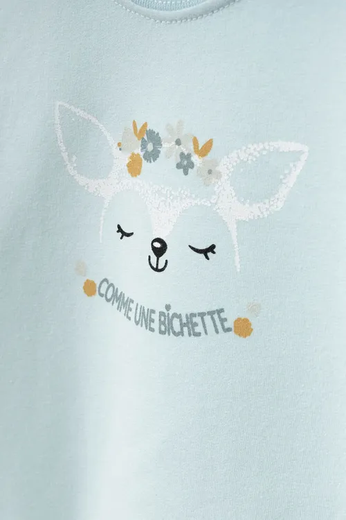 Kız Bebek Animal Desenli Sweatshirt Pantolon 2  li Alt Üst Bebek Takımı 3 Ay-36 Ay