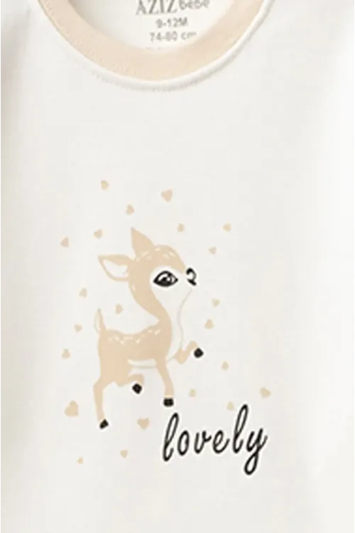 Kız Bebek Animal Desenli Sweatshirt Pantolon T-shirt 3 lü Alt Üst Bebek Takımı 3 Ay-36 Ay