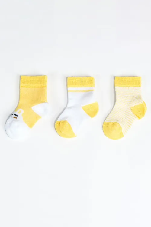 Kız Bebek Basic Dikişsiz 3  lü Soket Çorap 0 Ay - 36 Ay