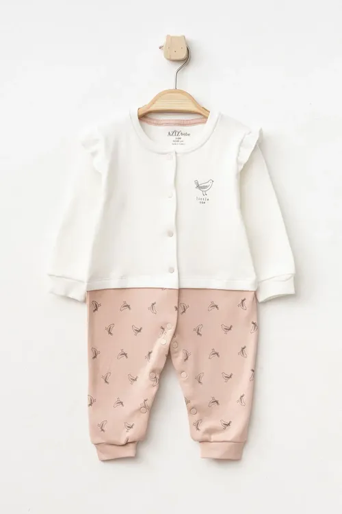 Kız Bebek Çıtçıtlı Desenli Patikli Tulum 0 Ay 6 Ay