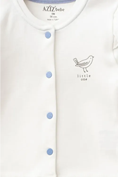 Kız Bebek Kuş Desenli Zıbın Pantolon Bere 3 lü Alt Üst Bebek Takımı 0 Ay-6 Ay