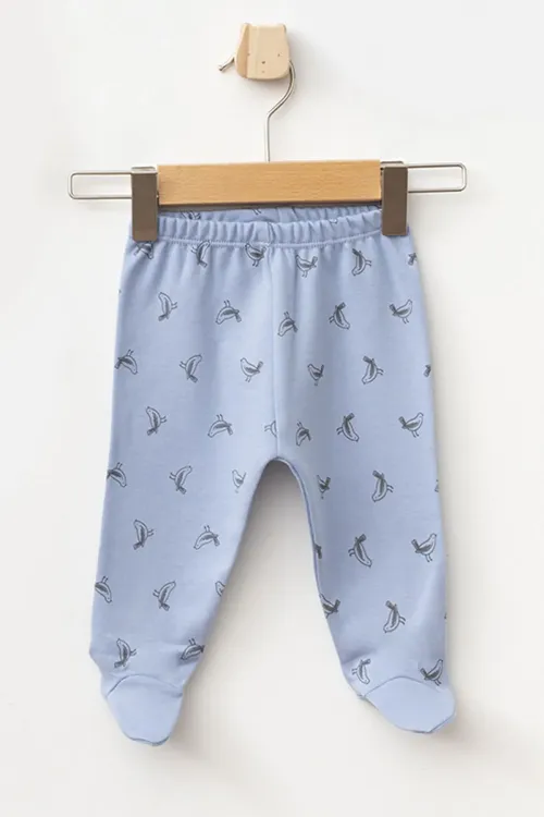 Kız Bebek Kuş Desenli Zıbın Pantolon Bere 3 lü Alt Üst Bebek Takımı 0 Ay-6 Ay