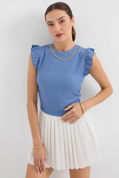 0430 Örme Bluz - İndigo