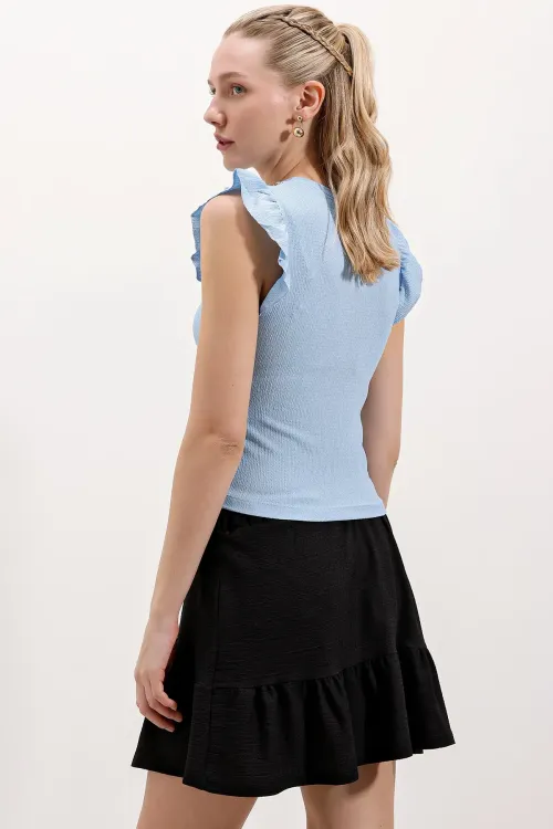 0430 Örme Bluz - Mavi