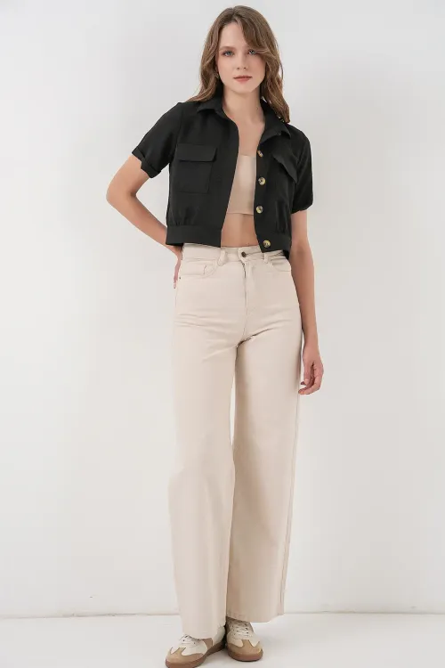 0663 Crop Ceket - Siyah