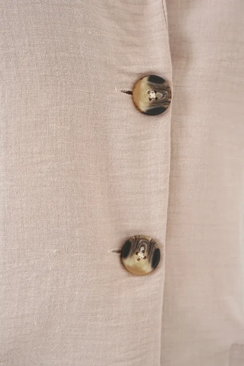 0706 Crop Keten Ceket - Bej