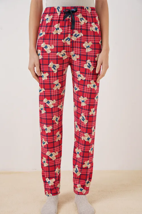 4323 Desenli Pijama Altı - Kırmızı