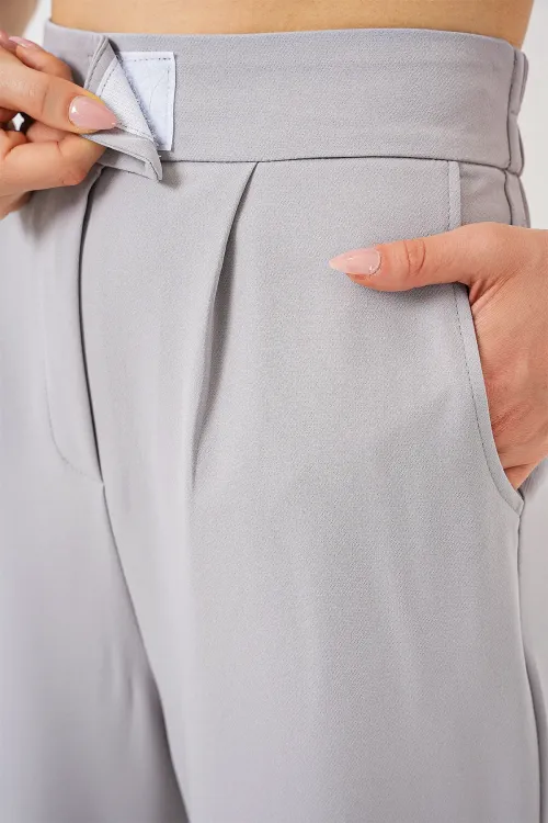 6612 Yüksek Bel Kumaş Pantolon - Gri
