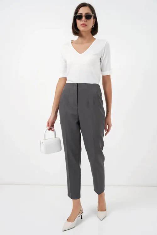 6650 Yüksek Bel Kumaş Pantolon - Antrasit