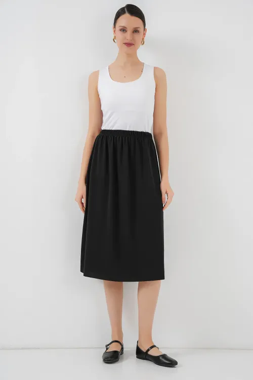 8039 Uzun Etek Astarı Jüpon - Siyah