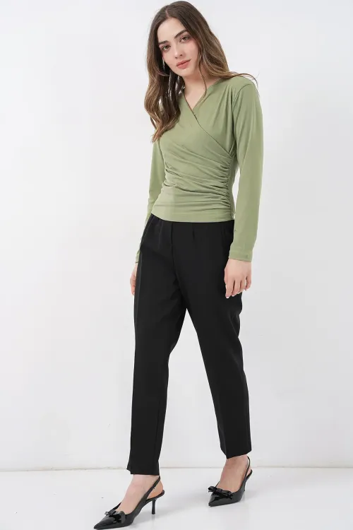 939 Anvelop Yaka Sandy Bluz - Çağla