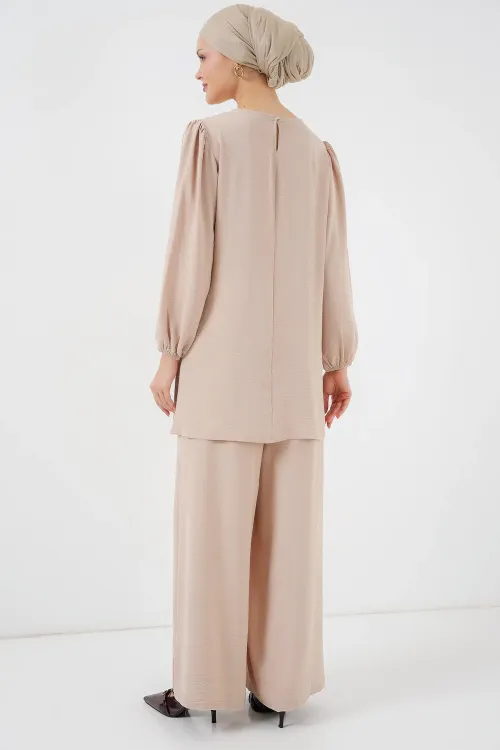 Ayrobin Tunik Pantolon Alt Üst Takım 6712 - Krem