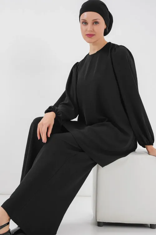 Ayrobin Tunik Pantolon Alt Üst Takım 6712 - Siyah
