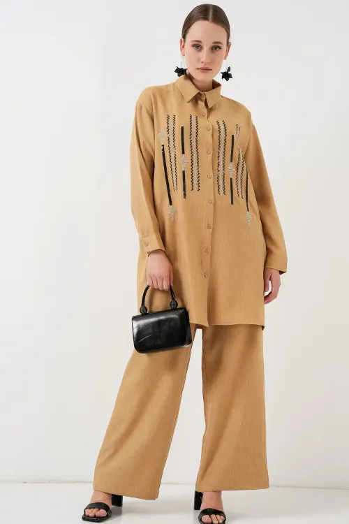 Desenli Tunik Pantolon İkili Takım 6720 - Bisküvi