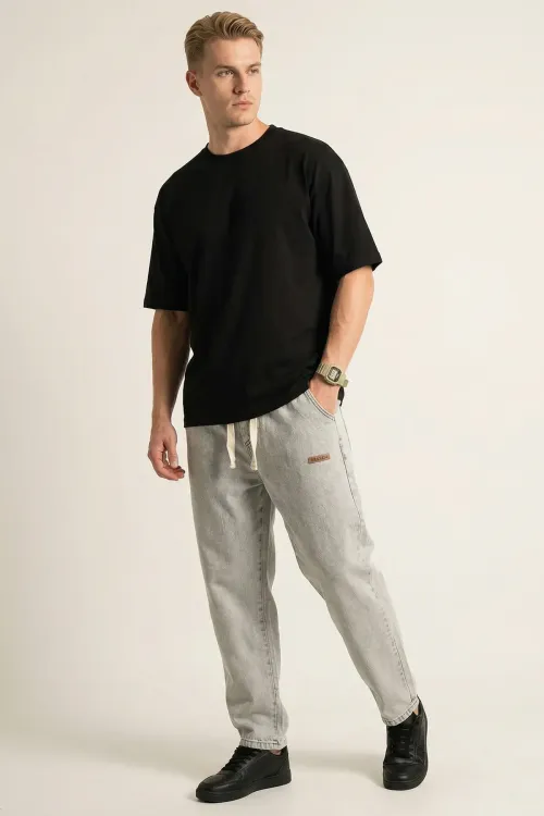 Erkek Rahat Kesim Baggy Jean Pantolon 30073 - Taş