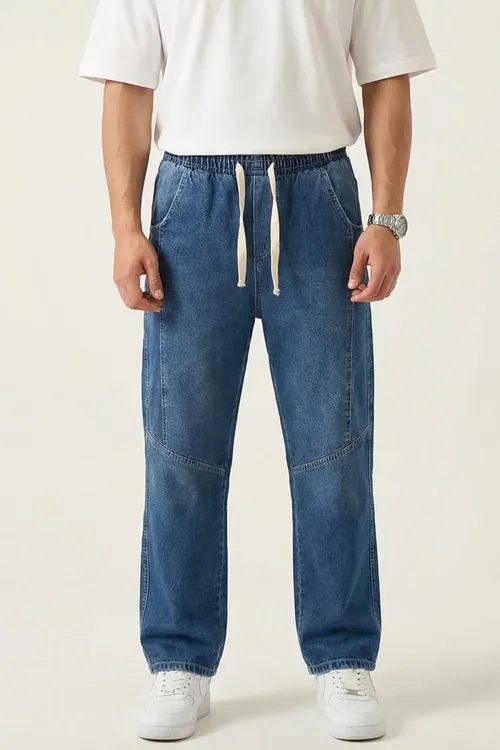 Erkek Rahat Kesim Baggy Jean Pantolon 30074 - Lacivert