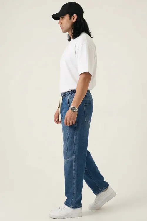 Erkek Rahat Kesim Baggy Jean Pantolon 30074 - Lacivert