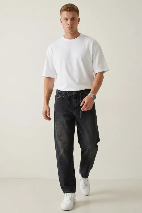 Erkek Rahat Kesim Baggy Jean Pantolon 30075 - Siyah