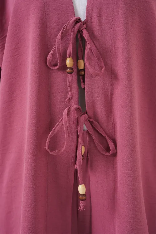 Kadın Ayrobin Kimono Pantolon İkili Takım 6739 - Gül Kurusu