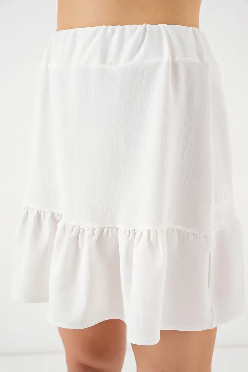 Kadın Ayrobin Mini Etek 8054 - Beyaz