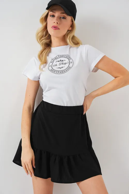 Kadın Ayrobin Mini Etek 8054 - Siyah