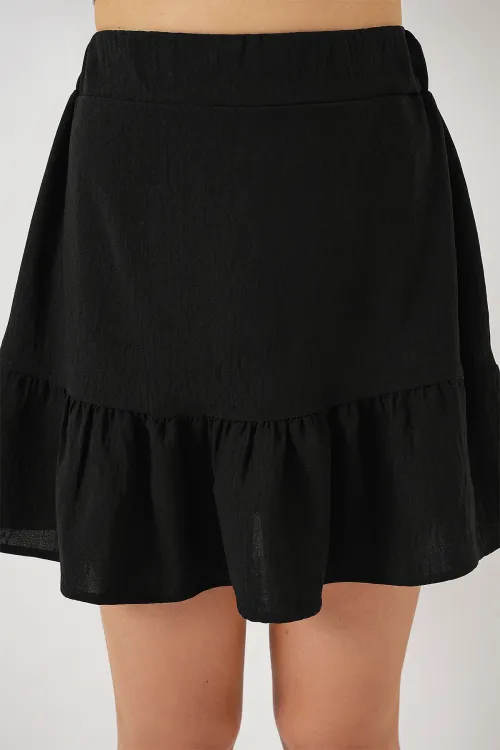 Kadın Ayrobin Mini Etek 8054 - Siyah