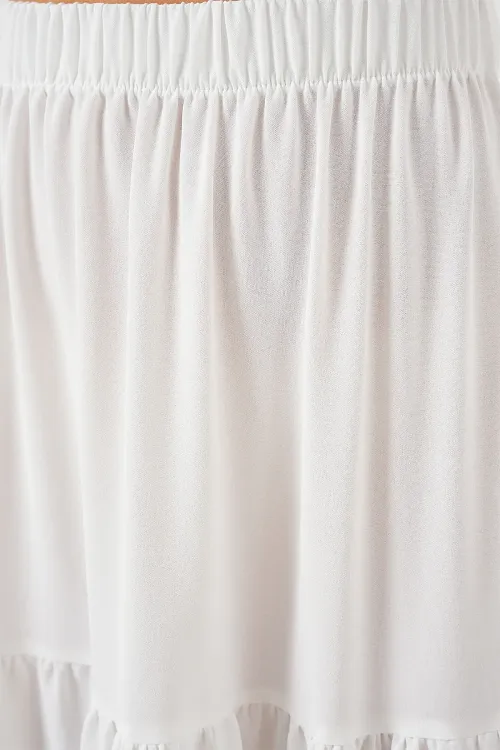 Kadın Ayrobin Uzun Etek 8048 - Beyaz