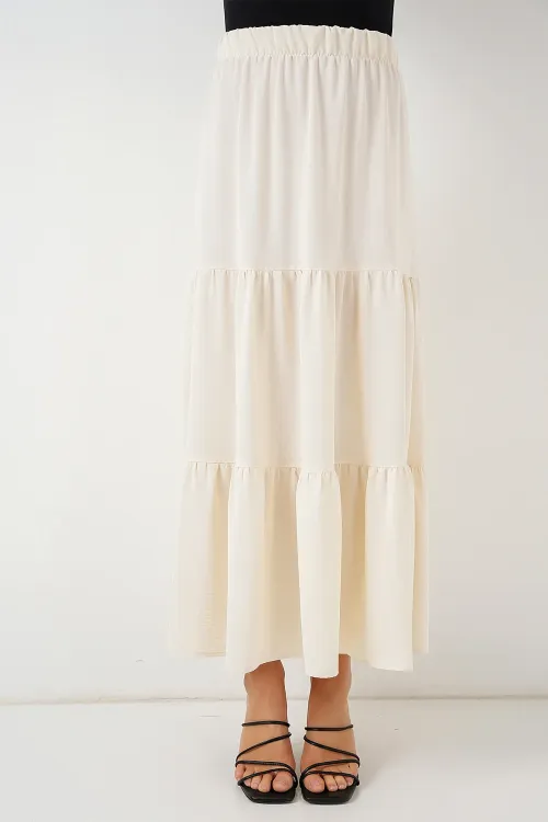 Kadın Ayrobin Uzun Etek 8048 - Krem