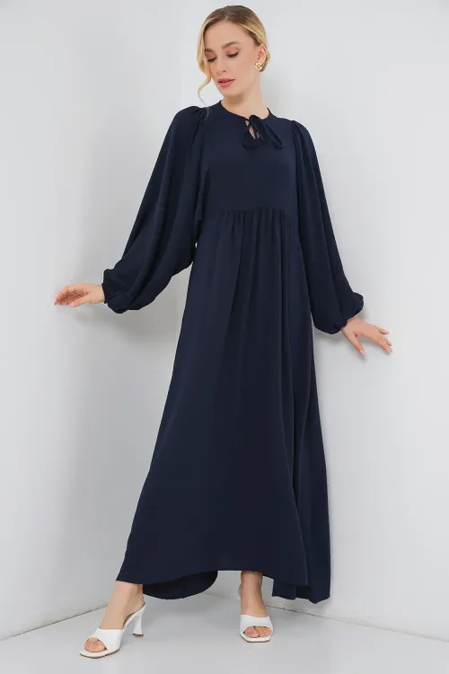 Kadın Balon Kol Uzun Tesettür Elbise 2464 - F.Lacivert