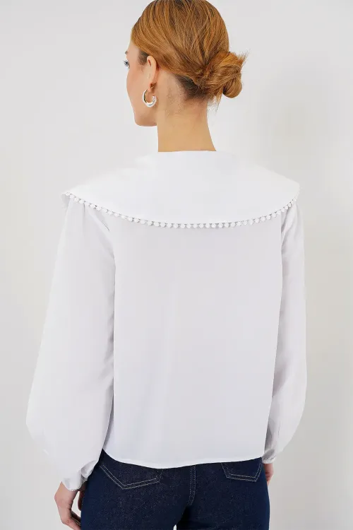 Kadın Bebe Yaka Gömlek 20314 - Beyaz