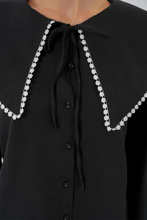 Kadın Bebe Yaka Gömlek 20314 - Siyah