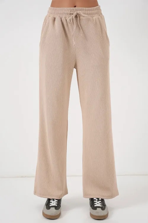 Kadın Fitilli Pantolon 30053 - Bej