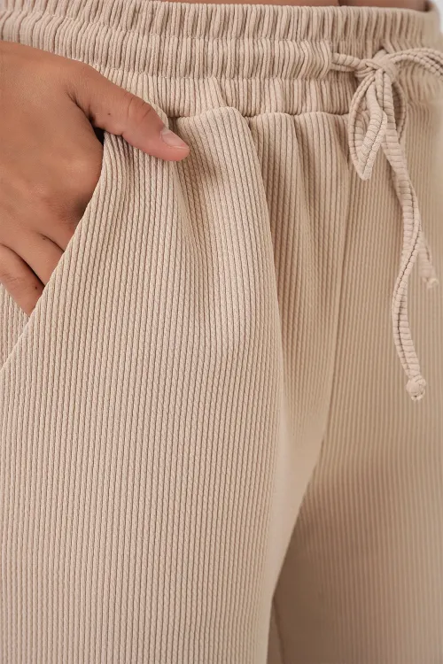 Kadın Fitilli Pantolon 30053 - Bej