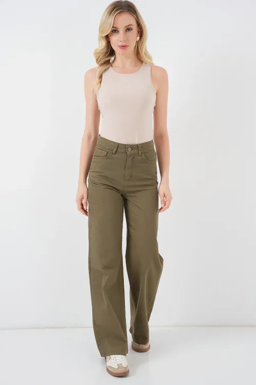 Kadın Halter Yaka Çıtçıtlı Body 972 - Bej