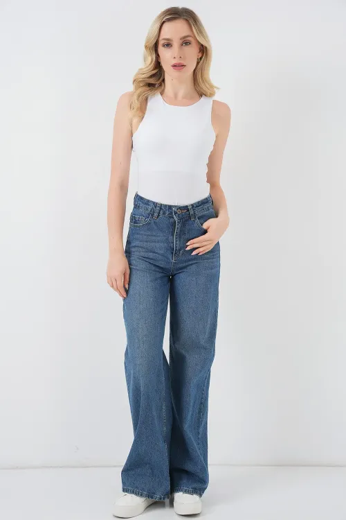 Kadın Halter Yaka Çıtçıtlı Body 972 - Beyaz