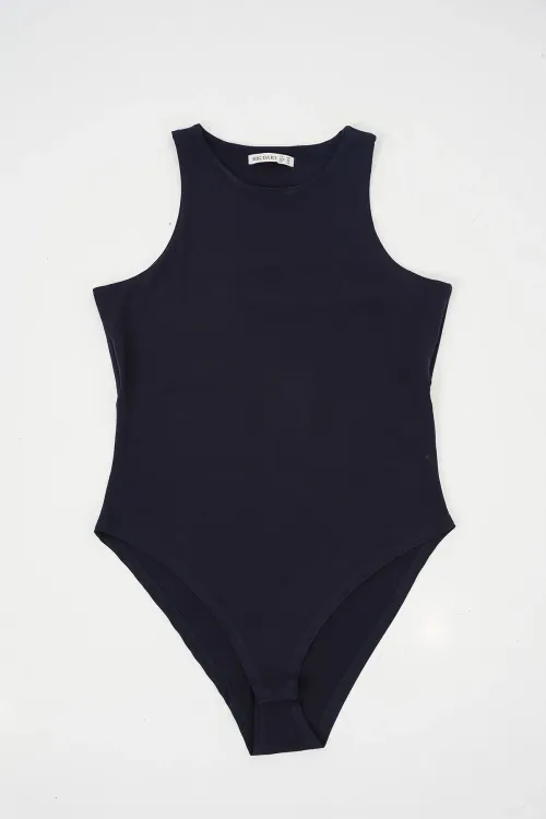 Kadın Halter Yaka Çıtçıtlı Body 972 - Lacivert
