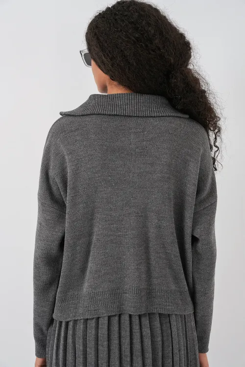 Kadın Kazak Etek İkili Takım 15938 - Antrasit