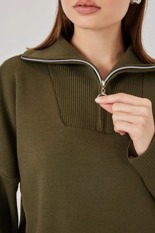 Kadın Kazak Etek İkili Takım 15938 - Haki