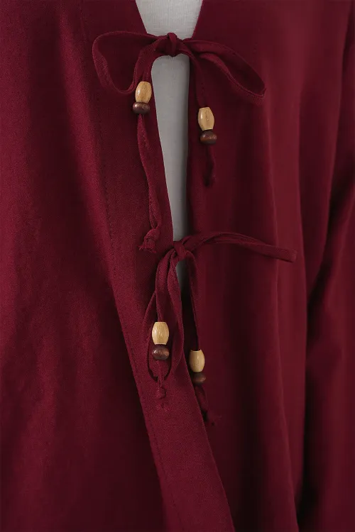 Kadın Keten Kimono İkili Takım 6727 - Bordo