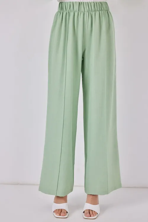 Kadın Keten Kimono İkili Takım 6727 - E.Yeşil